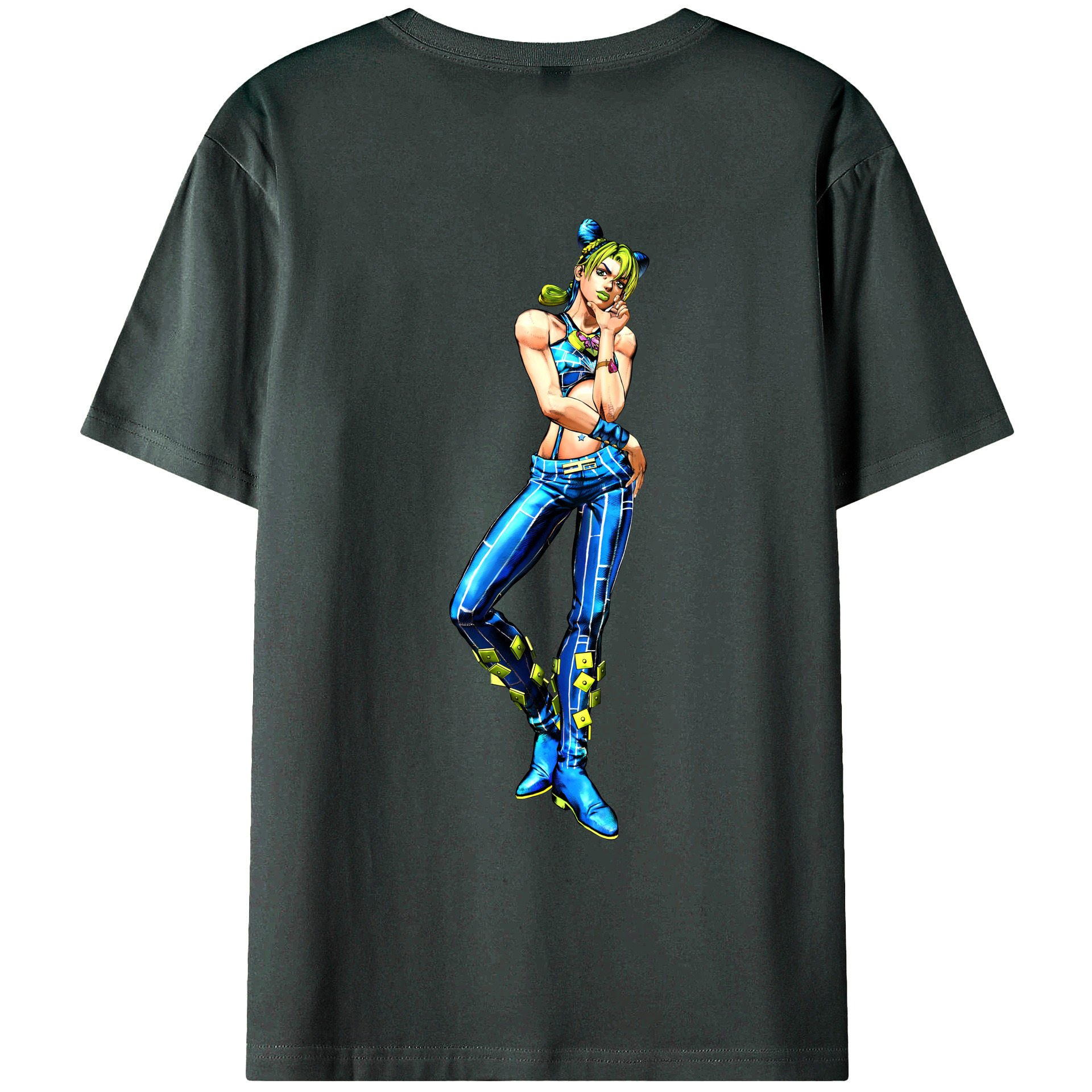 （画像用） "ジョジョの奇妙な冒険 くうじょう ジョリーン JoJo's Bizarre Adventure Jolyne Cujoh " 綿100％ メンズ半袖Tシャツ（バックプリント） 通気性